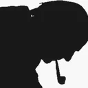 Silhouette profile of Harry Bertoia, sculptor and designer of the Diamond Chair and Sonambient sound sculptures